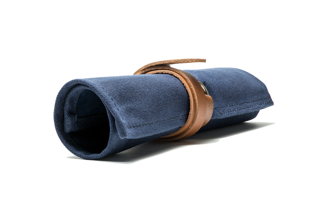 Blue Canvas & Suede Watch Roll - Mushiwatchstraps