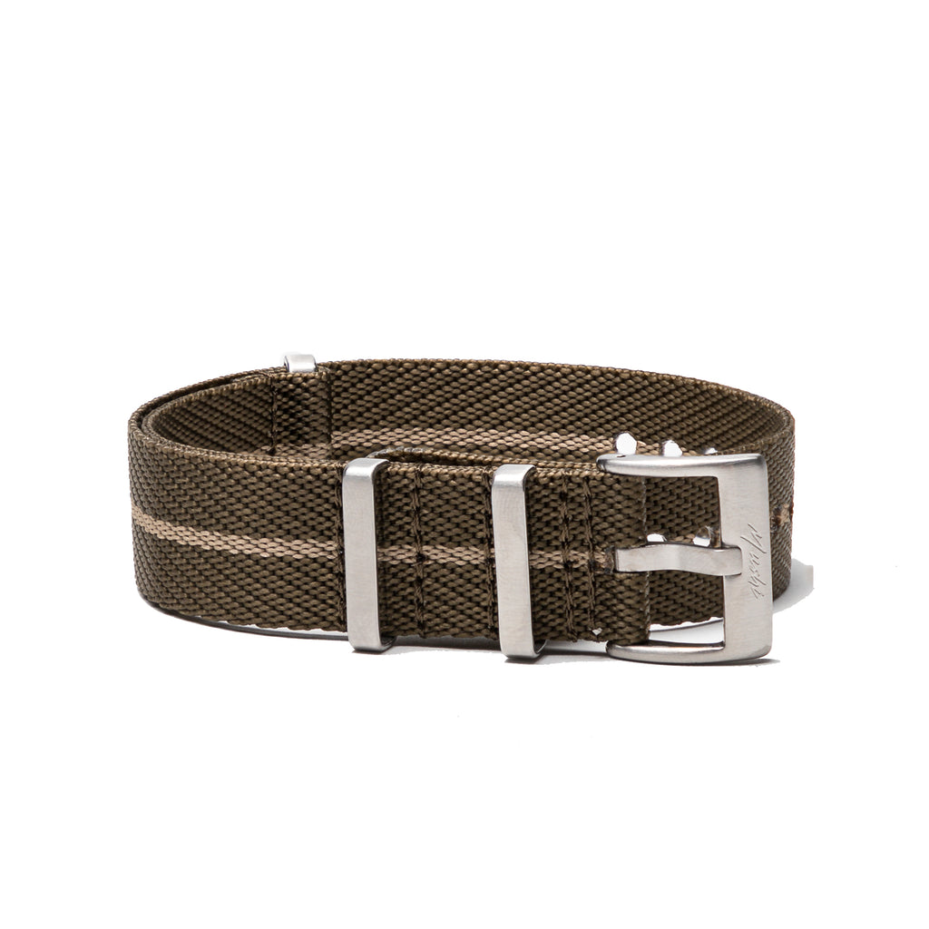 Khaki & Gold Woven NATO Strap - Mushiwatchstraps