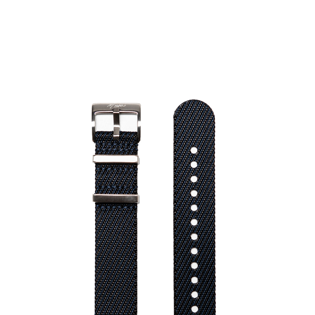 Black & Blue Woven NATO Strap - Mushiwatchstraps