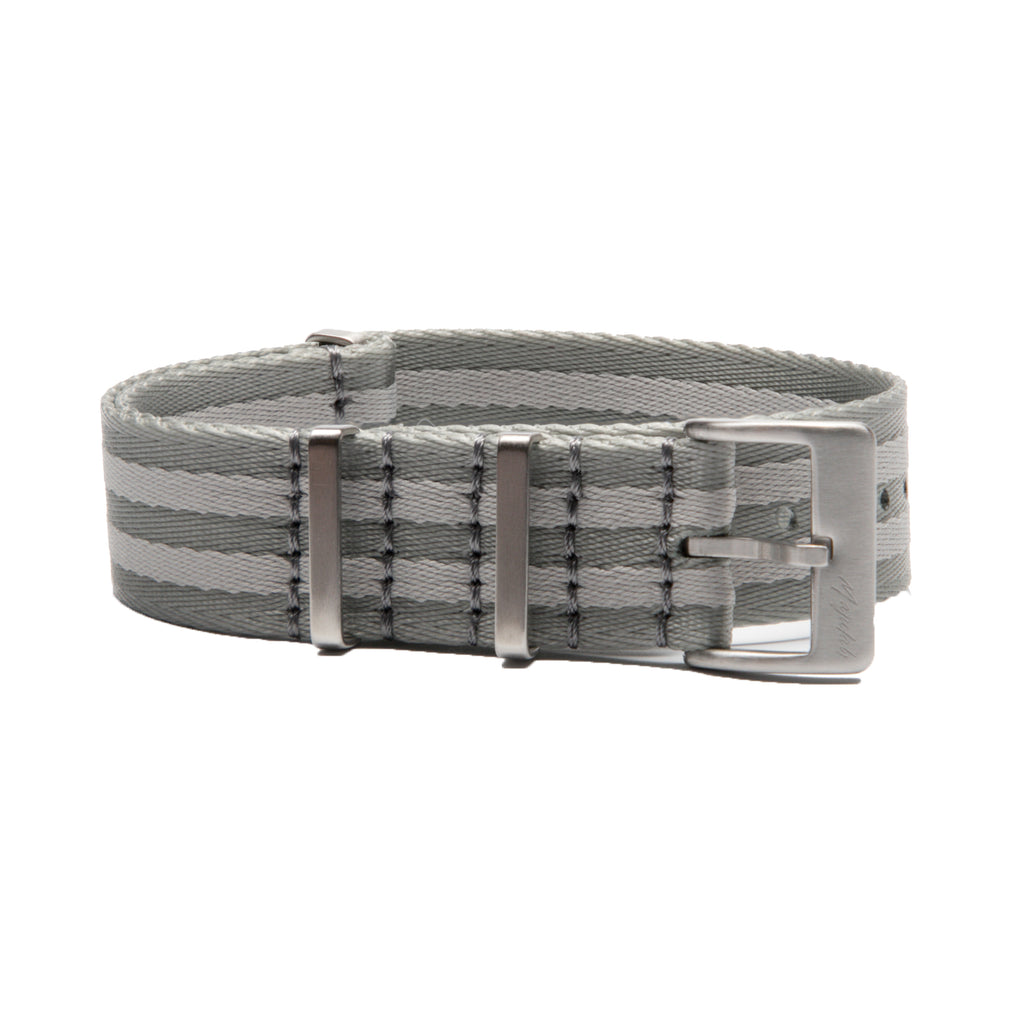 Silver Bond Seatbelt NATO Strap - Mushiwatchstraps